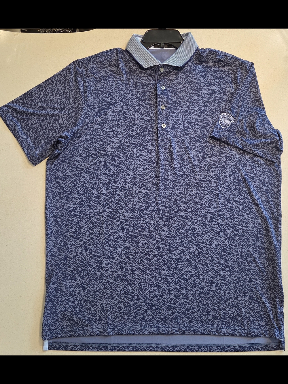 Greyson Micro-Pattern Polo with Light Blue Contrast Collar